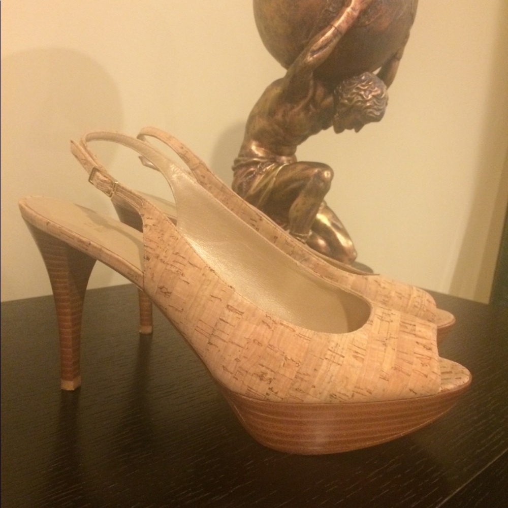 Stewart Weitzman size 11 Cork Peep-Toe Slingback